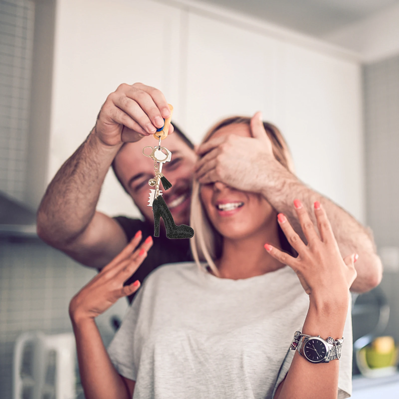 

Crystal High Heel Keychain Rhinestone Shoe Key Holder Bag Pendant Key Decoration Lightweight Durable Glossy Small Size Perfect