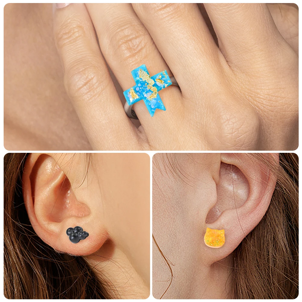 S0194 Silikonform Epoxidharz Mini Gem Ear Stud UV Resin Casting Molds Silicone DIY Resina Ring Pendant Jewelry Making Moldes - view 6