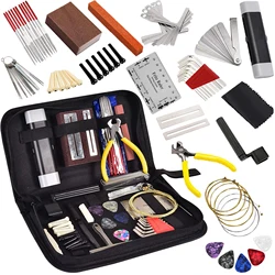 74pcs Guitar Tool Kit with Carry Bag Repair Tools String Action Ruler Luthier File Guitar Bridge Pins for Guitar Ukulele