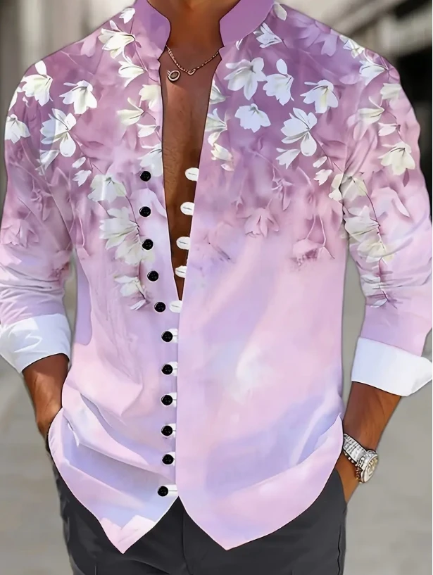 قميص رجالي كتان بأكمام طويلة قميص يومي كاجوال للرجال للتسوق في الهواء الطلق فضفاض كبير الحجم قماش مريح #2