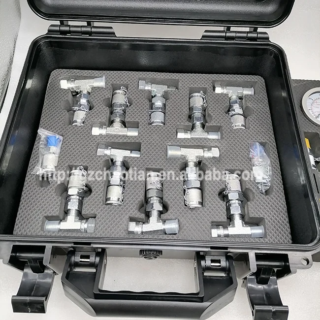 طقم اختبار قياس الضغط الهيدروليكي للحفارة العالمية 3 طقم مقاييس مع صندوق موصل المحملة المشترك