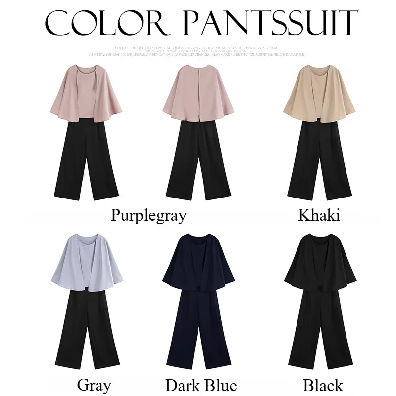 Fashionable Batwing Sleeve Top and Wide Leg Trousers Set for Women -Perfect for Casual Parties and Parents Meeting