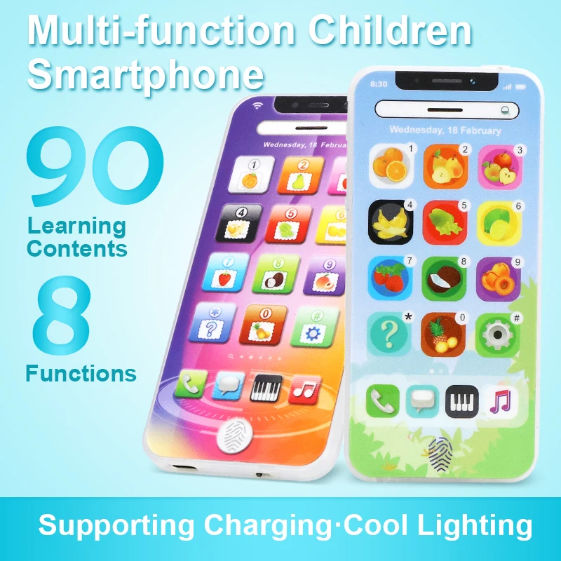 Children Simulation Phone Baby Musical Early Educational Toys English Learning Cellphone with Light Sound Mobile Vocal Toy