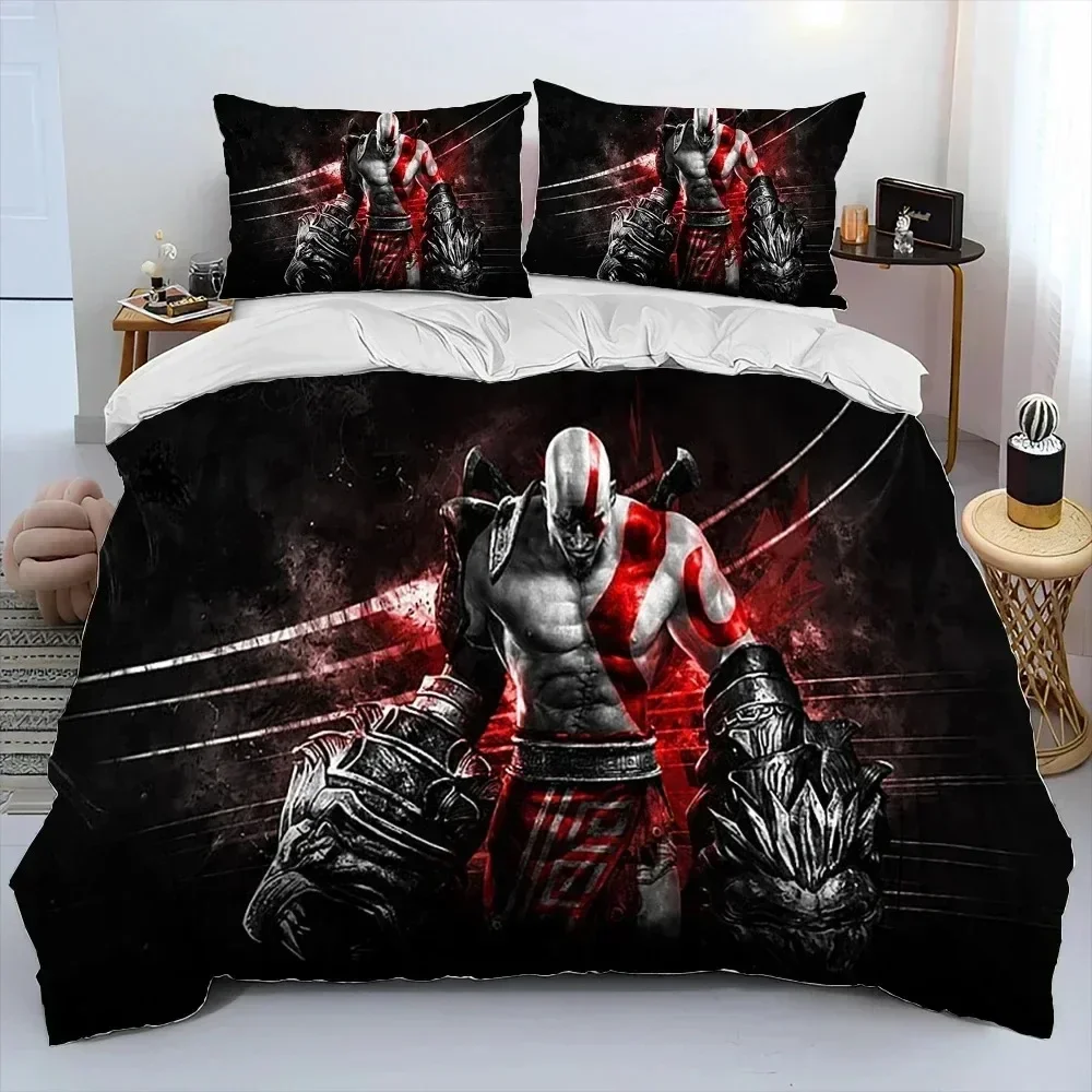 

Game God of War Kratos Bedding Set Printed Bed Set With Pillowcase Duvet Cover Soft Queen King Size Bedclothes Home Boys Adult
