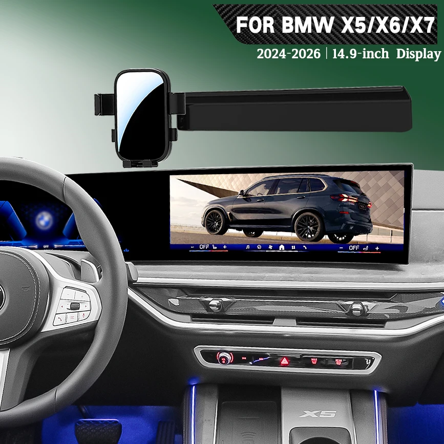 Phone mount for 2014–2026 Left-Hand Drive BMW X5 X6 X7 F15, F16, G05, G06, G07; compatible with 10.3/12.3/14.9