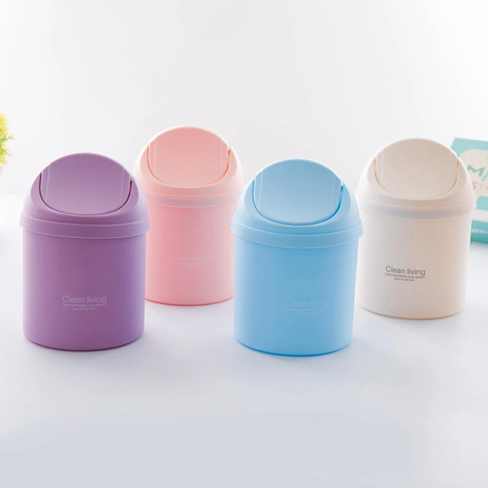 

Desktop Swing Lid Trash Can Pp Material Portable Waste Container For Car Home Office Garbage Box Storage Container Mini Dustbins