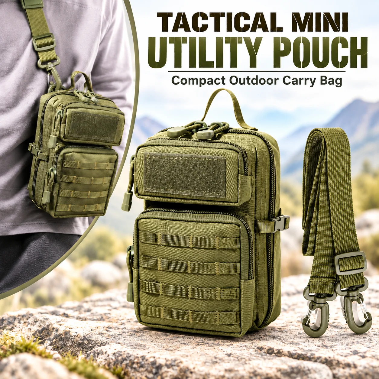 Tactical Mini Waist Pouch MOLLE Utility Bag Multi Pocket Organizer Zipper Storage Pack Hook and Loop Bag for Outdoor EDC Gear