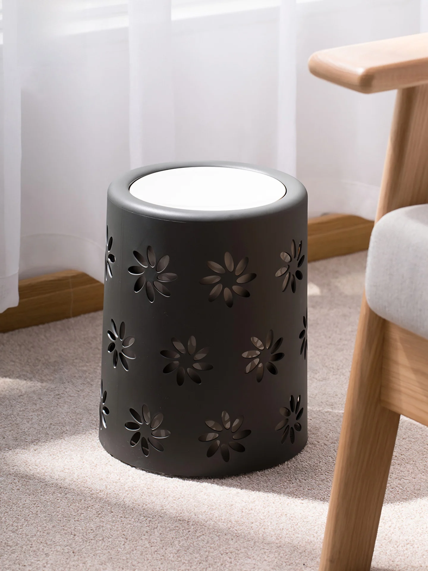 

Modern mat Large Capaci Bla Tea Flower Home Living Room Bedroom Office Luxury Waste Paper Basket