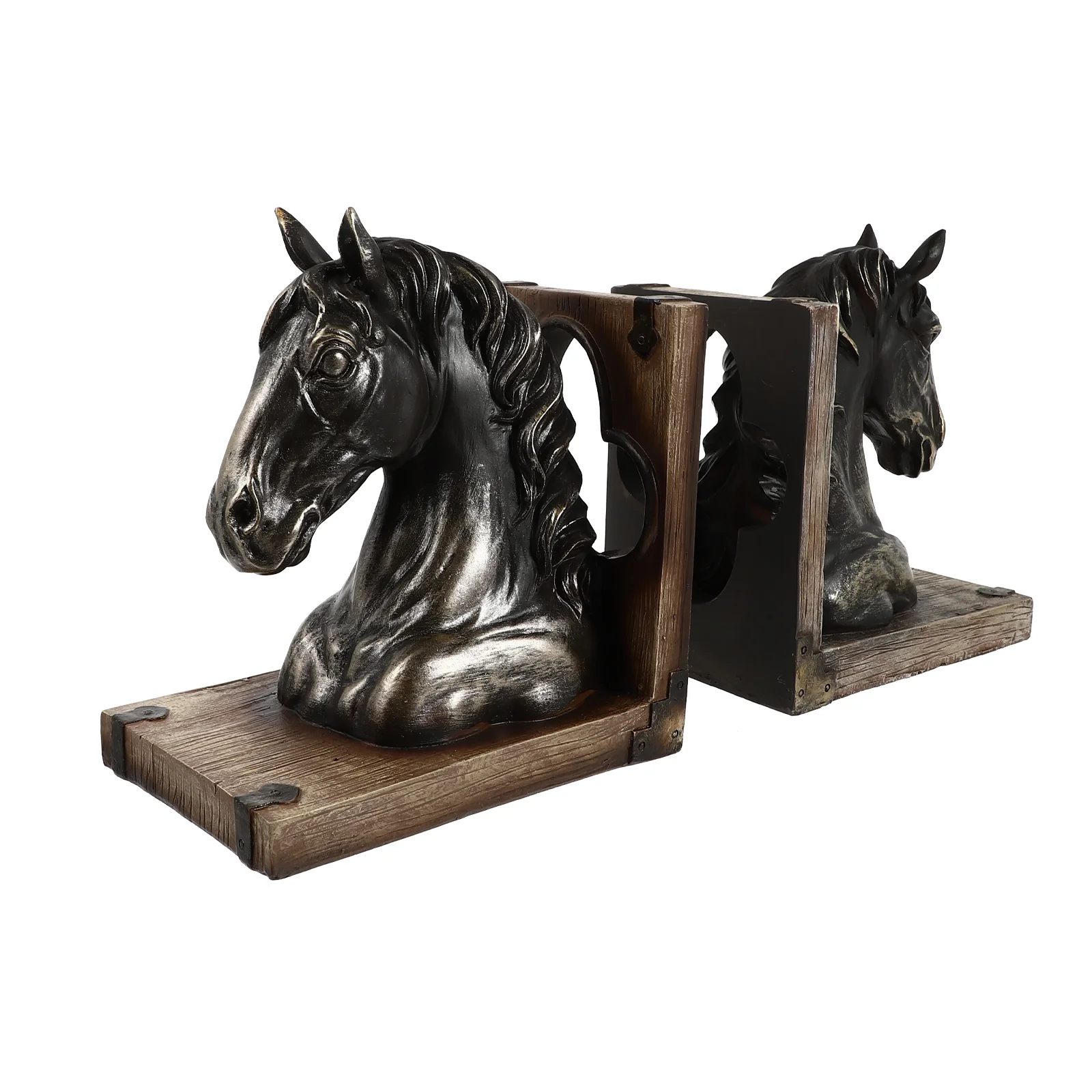 

Horse Head Bookend Ornament Decorative Retro Style Fixator Accessory Desktop Resin Bookshelf Shelves