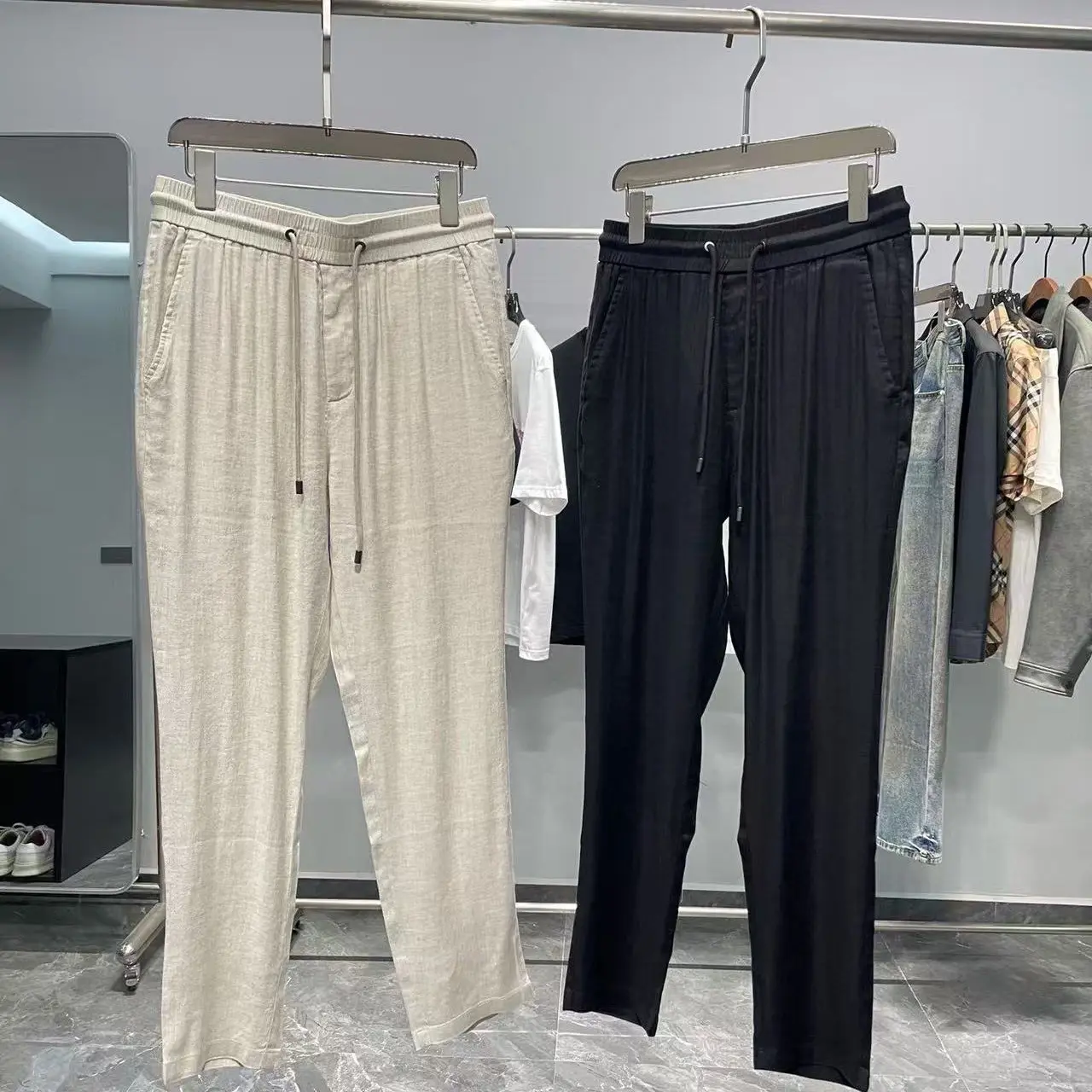 

BC итальянские ранние осенние новые льняные повседневные брюки в стиле старых денег, мужские модные прямые дышащие брюки на шнурке