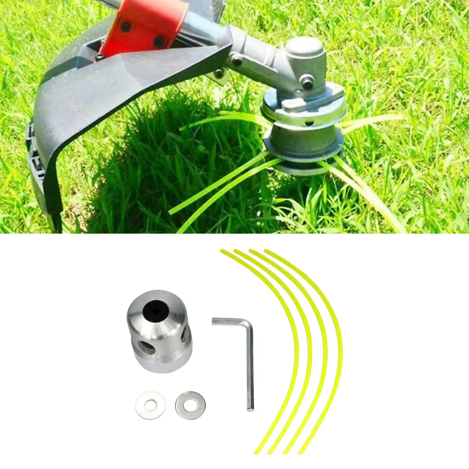 Grass Trimmer Head with 4 Mower Rope Grass Cutter Accessories Easily Install for Most