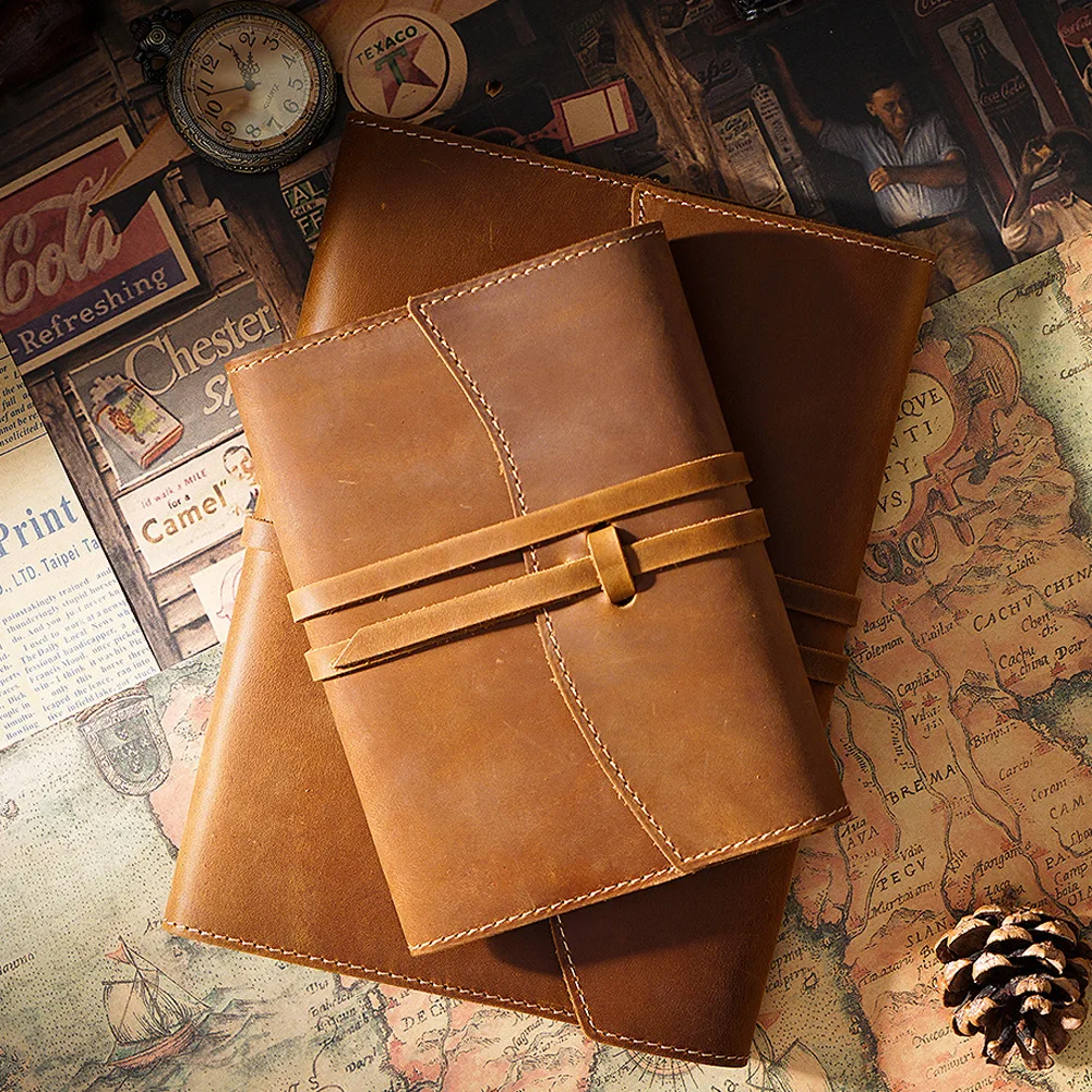 Wymienna wewnętrzna strona Prawdziwa skóra Hobo Diary Cowhide Notebook Cover A5 A6 B6 size
