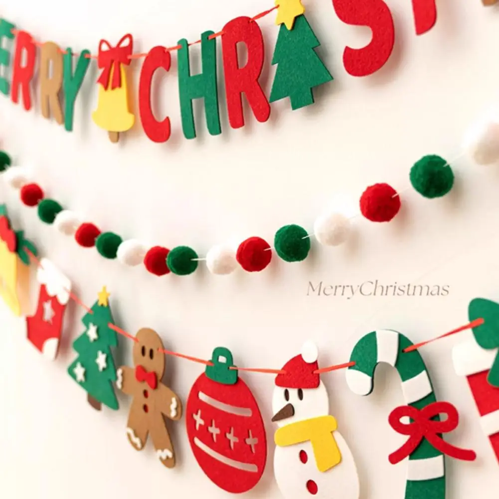 

Christmas Balls Flag LED String Light Santa Reindeer Tree Decorations Merry Christmas Bunting Holiday Decor Supplies Accessory