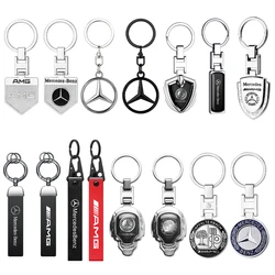 3D Metal/Leather/Nylon Car Badge Keychain Braided Key Lanyard Key Rings For Mercedes Benz AMG W124 W202 W203 W204 W210 W211 W212