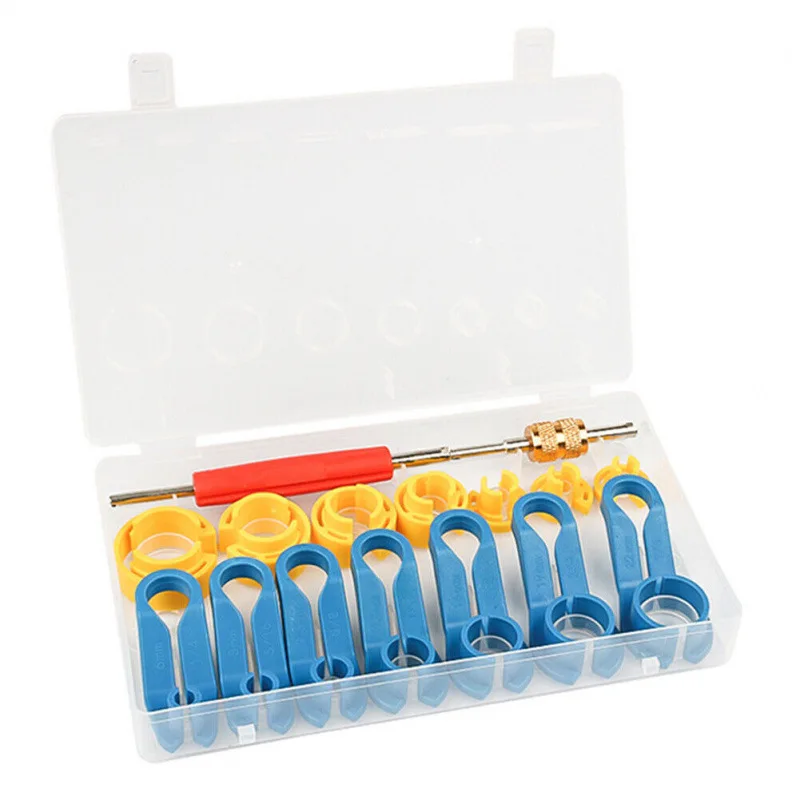 16PC Car AC Cooling Hose Removal Tool Set Fuel Line Connector Disassembly Snap Fit Clip Extractor For Automotive Repair Hand Too