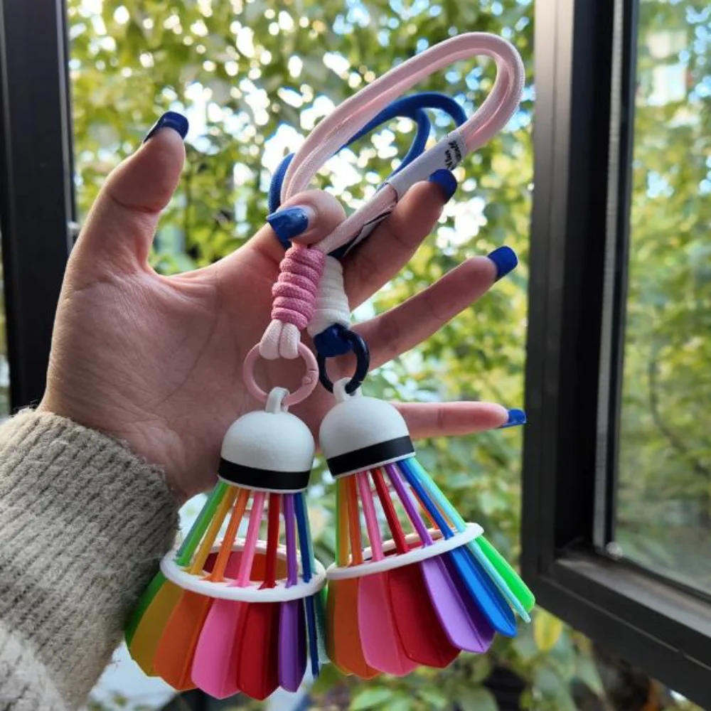 Colorful Keychain Pendant Colorful Decorative Keychain Sports Bag Charm Braided Badminton Keychain For Keys Backpack Luggage