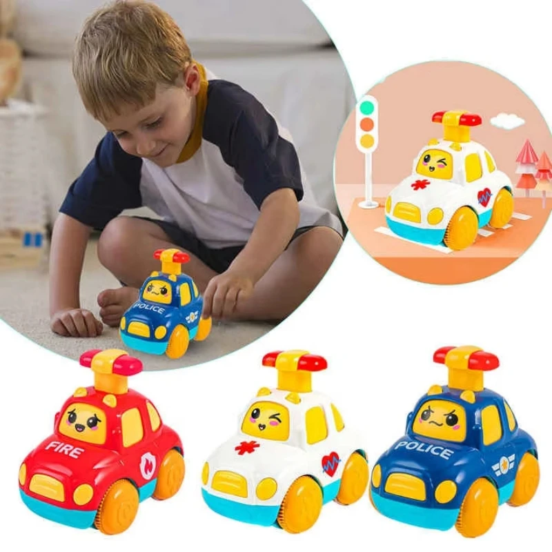 Voitures jouets pour bébés garçons de 1 2 3 ans, cadeau Press and Go, voiture de Police, jouets éducatifs, voitures à tirer, jouets pour tout-petits de 12 à 18 mois