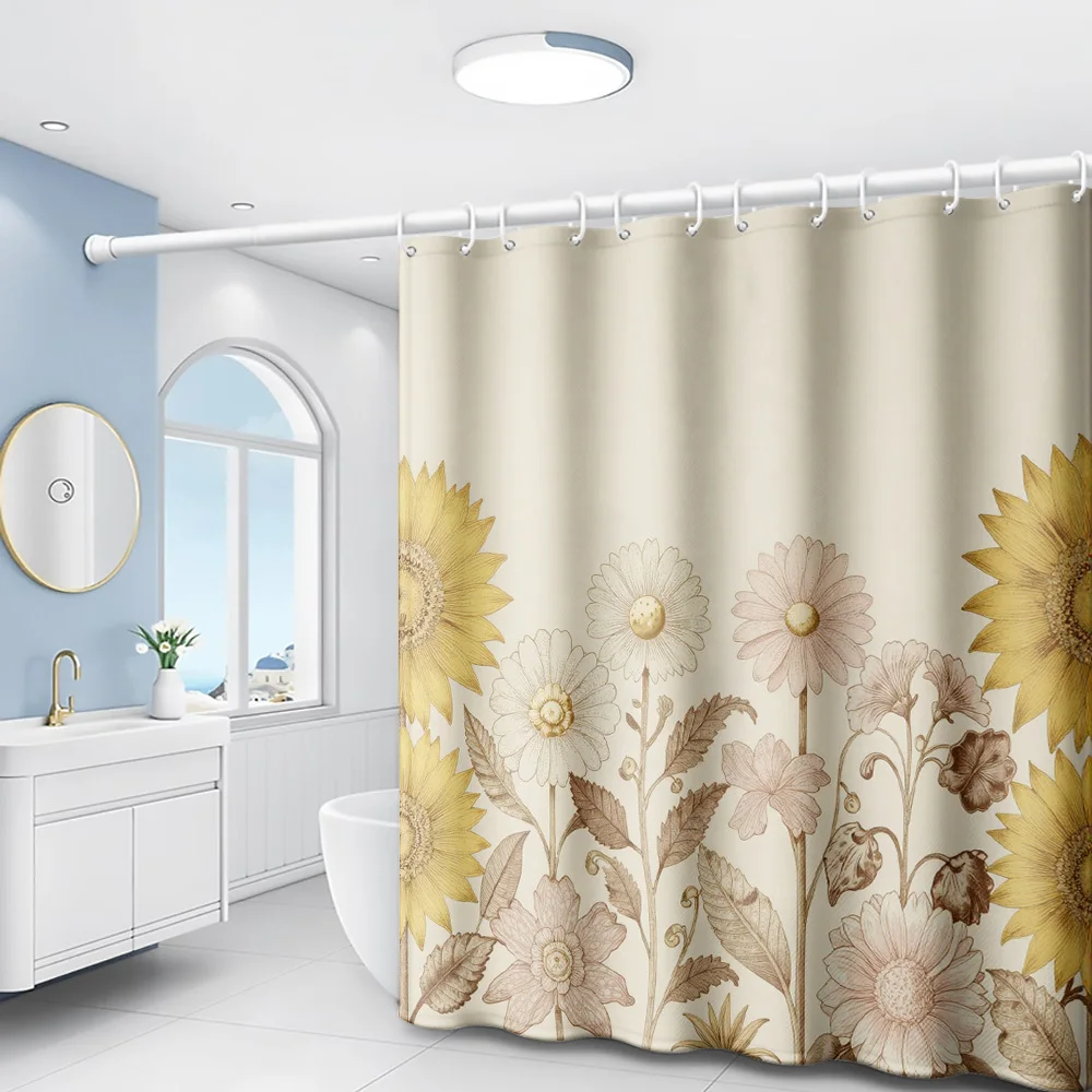1pc of Vintage Floral Shower Curtain in Soft Colors, Showcasing a Natural And Fresh Print, Perfect for Bathroom Home Decor. Incl