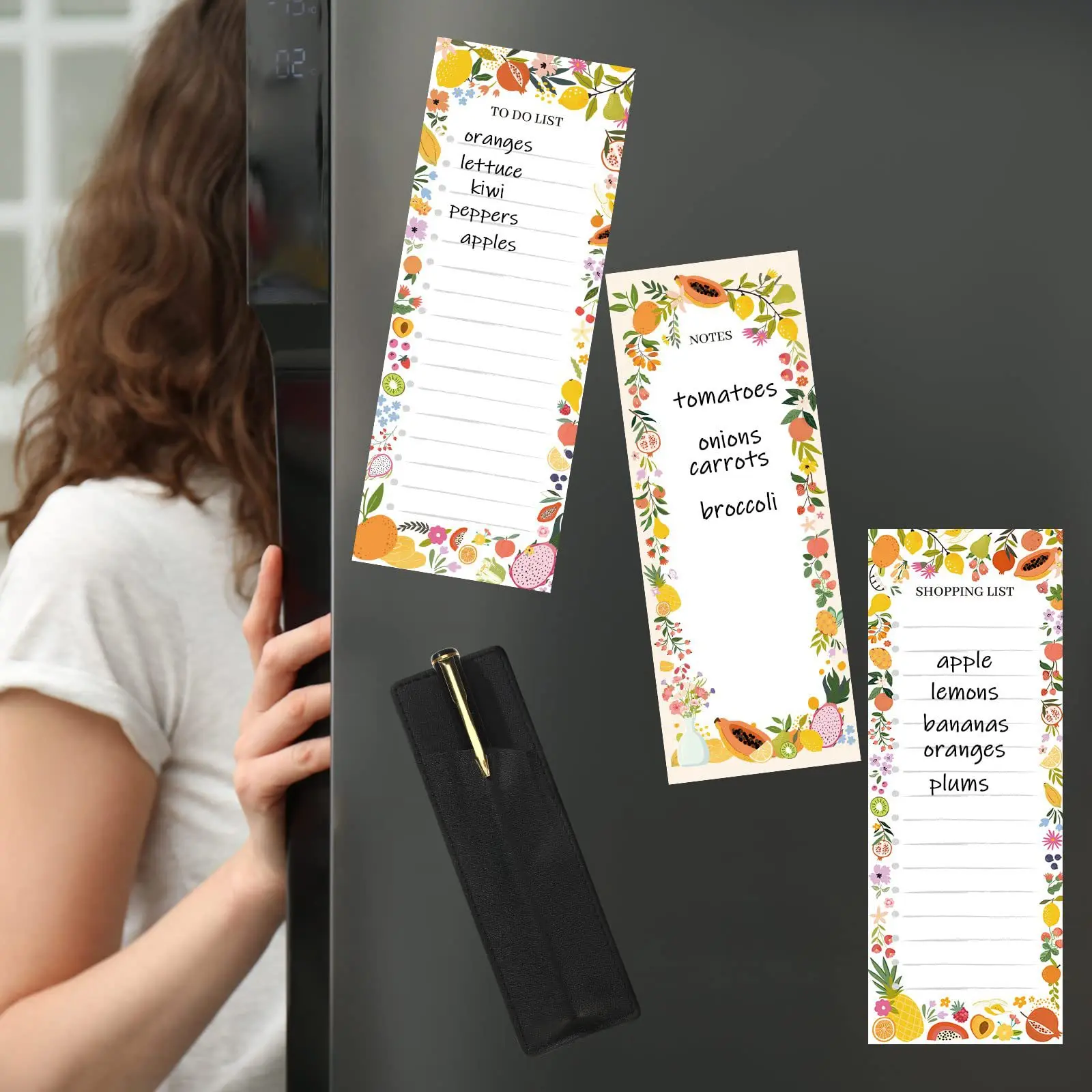 50 Vellen Fruitpatroon Magnetische Plakbriefjes Notitieblok Schearbare Planner Memo Pad Voor Koelkast Boodschappenlijst Om Briefpapier Te Doen