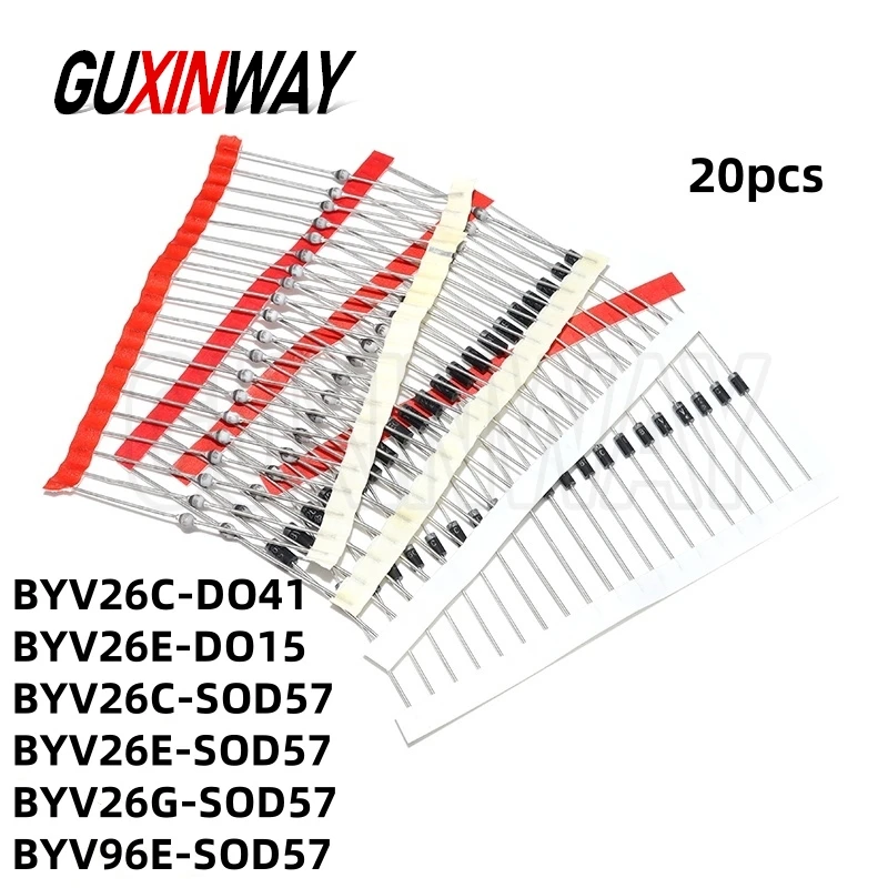 20 قطعة BYV26C BYV26E BYV26G BYV96E BYV26 DO41 DO15 DO57 الثنائيات الزجاجية فائقة السرعة