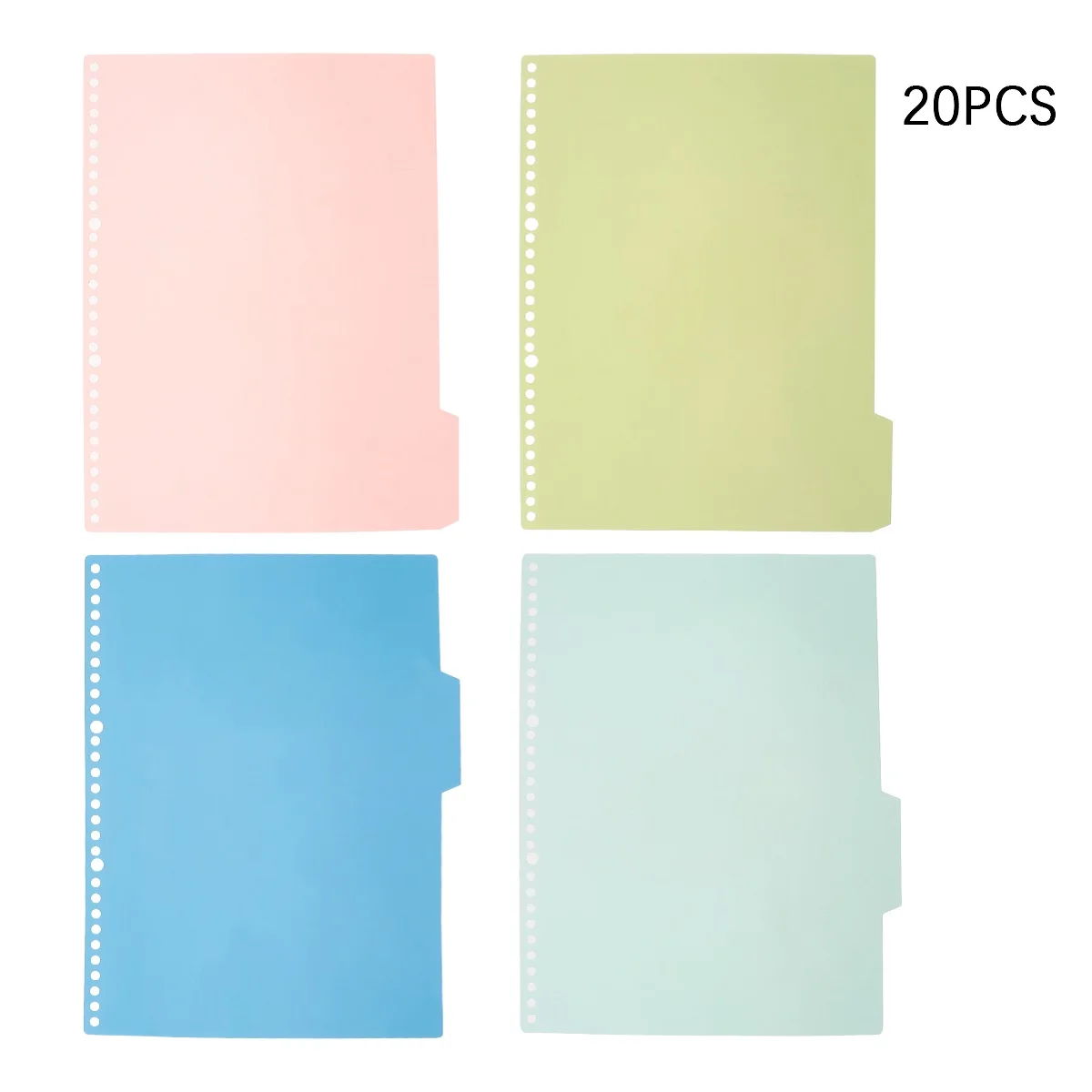 

20pcs Notebook Tabs PP Page Protectors Loose Leaf Substitute Paper Refill Insertable Binder Indexes Study Work