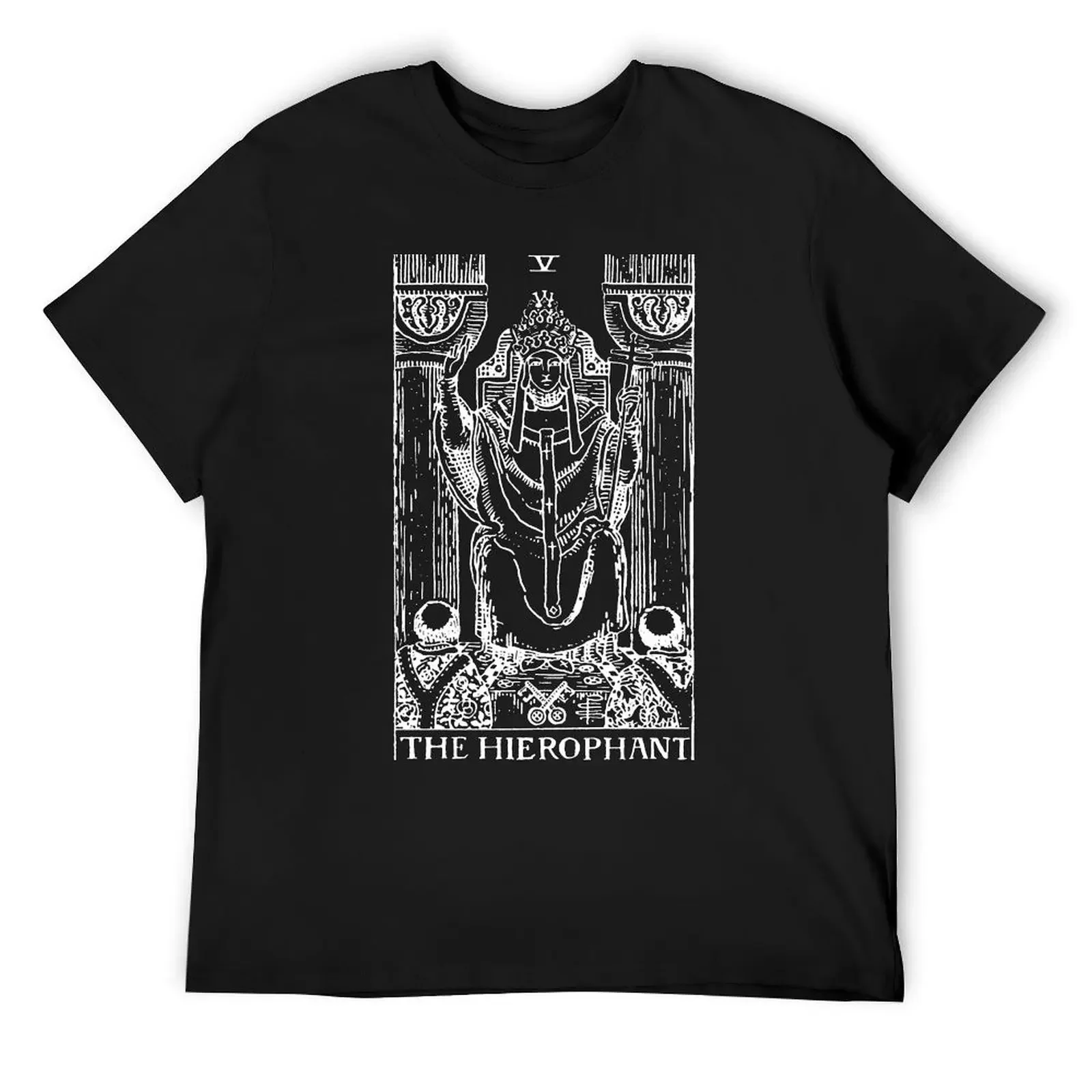 

The Hierophant Tarot in white T-Shirt anime figures street wear summer top tops t shirts for men cotton