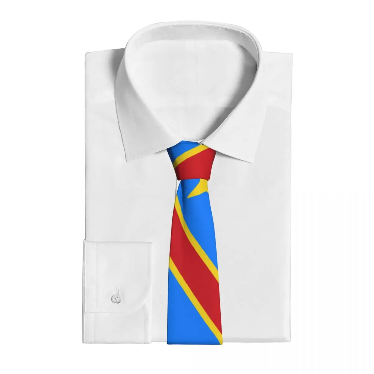 Flag Of Congo Kinshasa Zaire Necktie Slim Polyester 8 cm Wide Neck Tie for Men Suits Accessories Cravat Wedding Accessories Gift