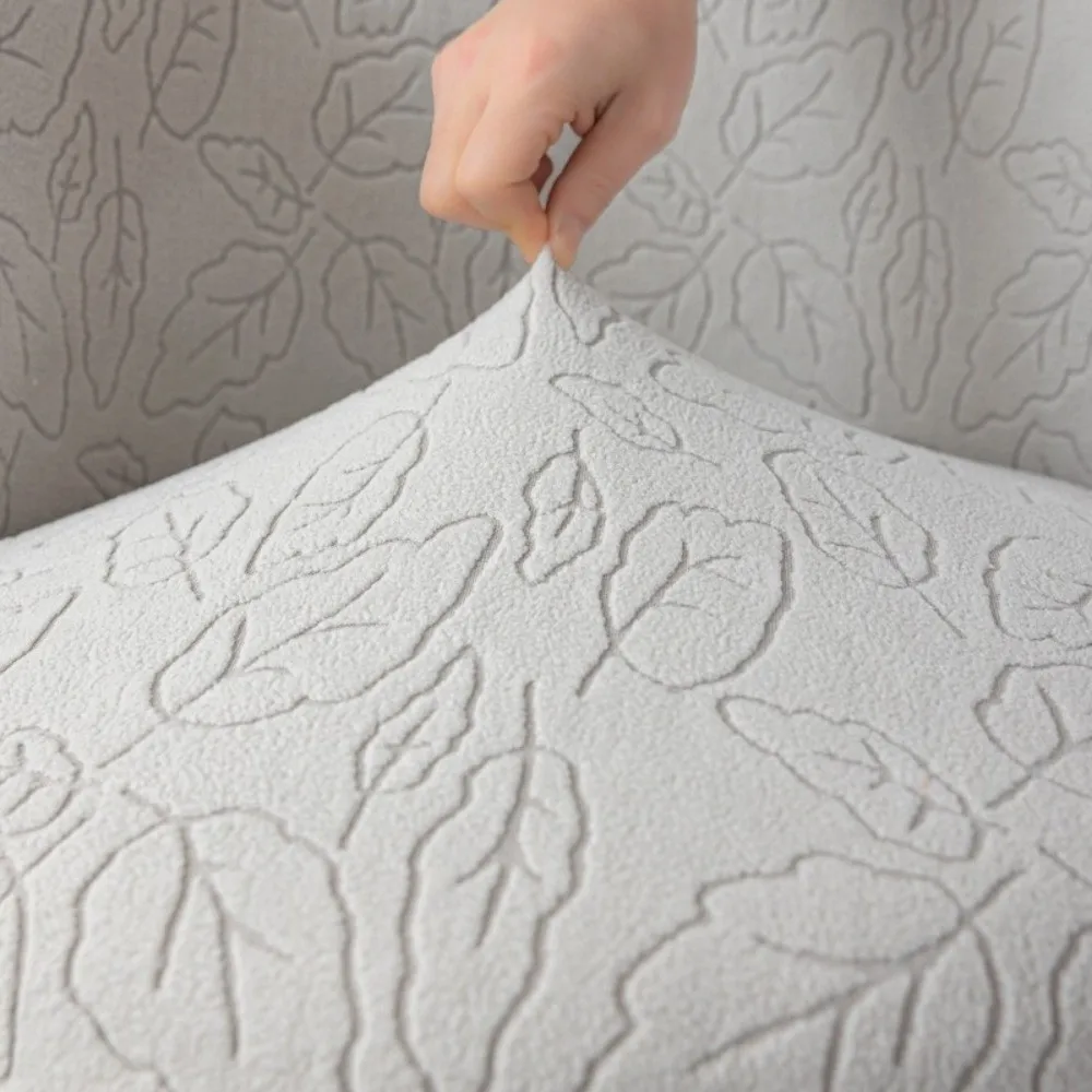 Nordic Elastic Curved Armchair Cover 3D Jacquard Arc-Shaped Seat Cover Dustproof Dining Chair Slipcover For Home Living Room