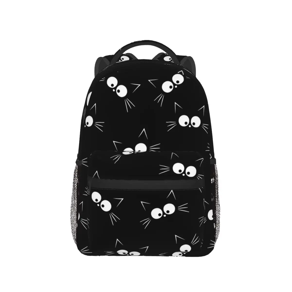 Sacs à dos à motif de chat noir mignon pour garçons et filles, cartable pour étudiants, sacs d'école, sac à dos de voyage de dessin animé, sac initié, grande capacité