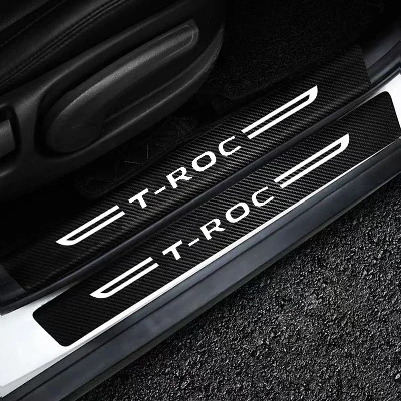 Car Door Threshold Protective Anti Scratch Stickers Decals for VW T-ROC Logo Trunk Doorsill Bumper Strips Tape Decor