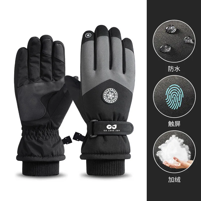 Guantes cálidos de esquí de invierno para hombre, ciclismo al aire libre, impermeables, antideslizantes, gruesos, para parejas, pantalla táctil, lana de cordero transfronteriza