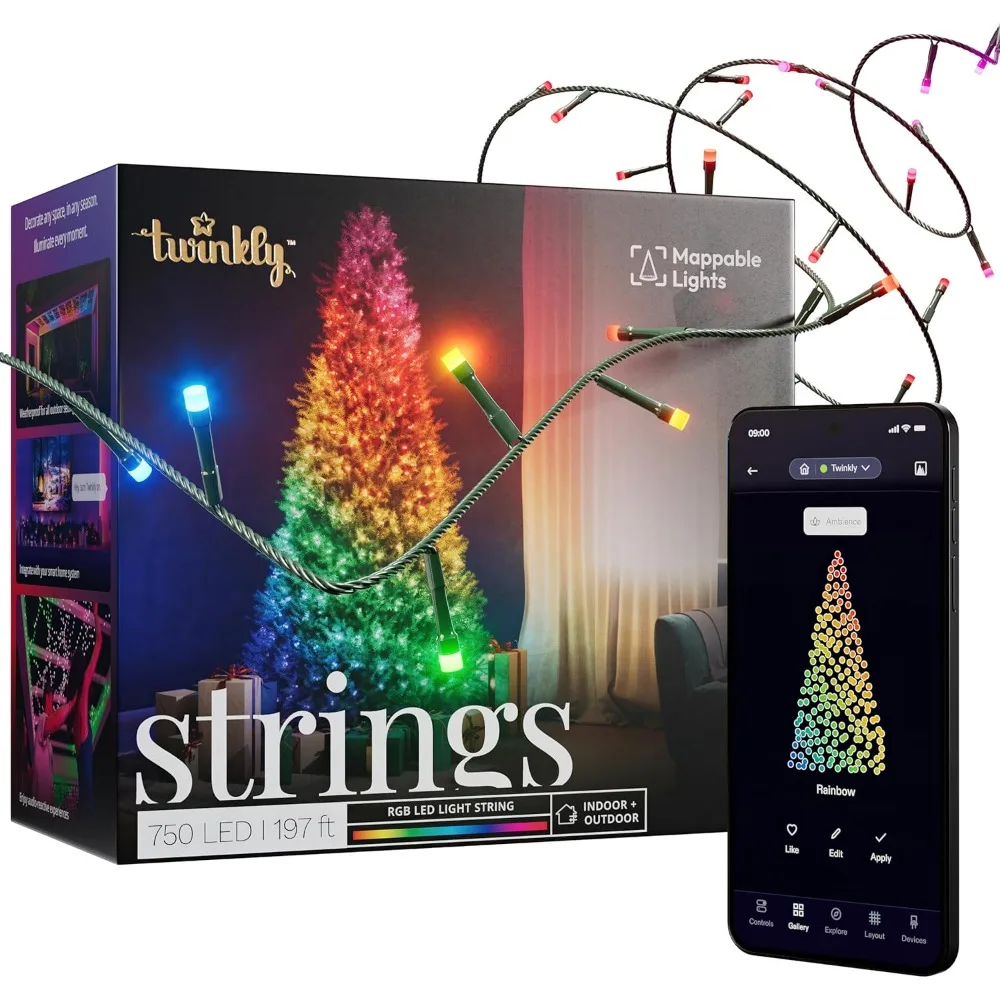 Strings 750 LED RGB, Including White, Mappable LED Lights Outdoor and Indoor, Christmas Lights, Smart LED Lights, Mappable LEDs