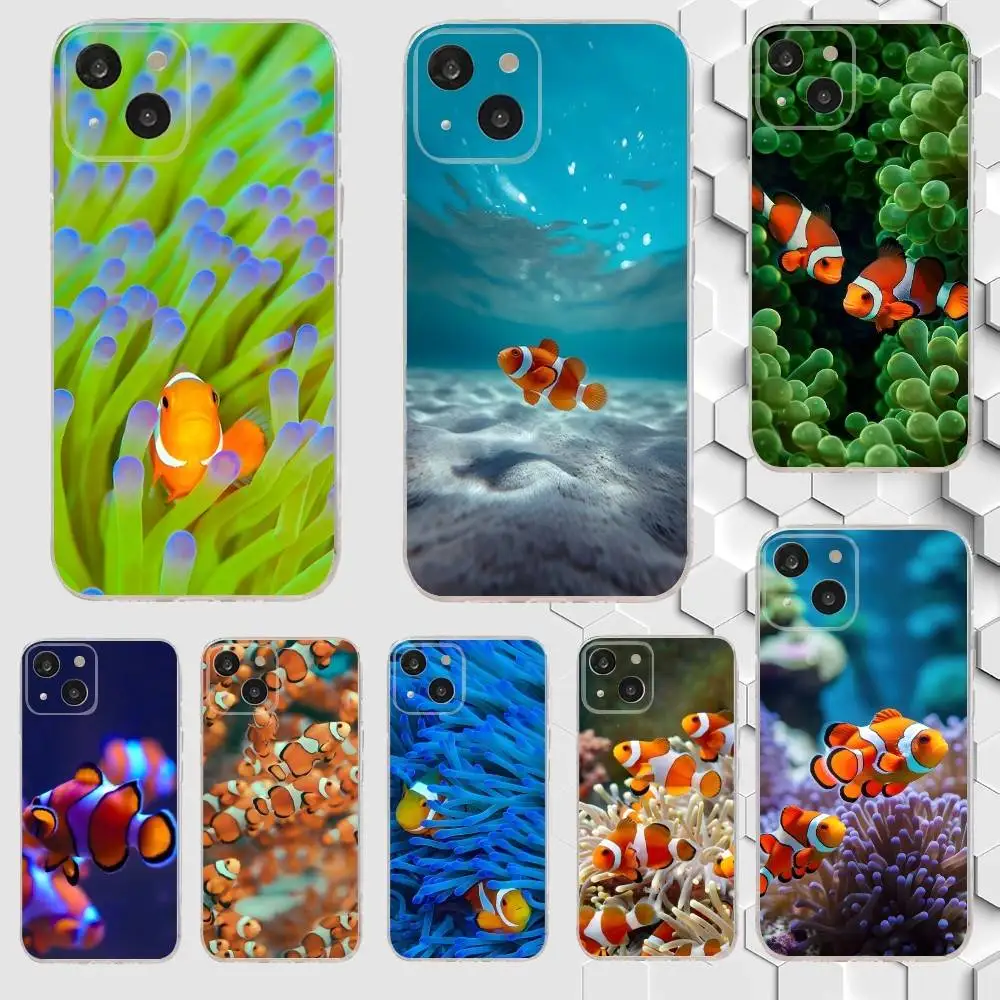 

C-Clownfish Sea Ocean Blue Phone Case For iPhone 17,16,15,14,13,12,11 Plus,Pro,Max,Air,XR,XS,X,7,8 Plus,SE,Mini Transparent Soft