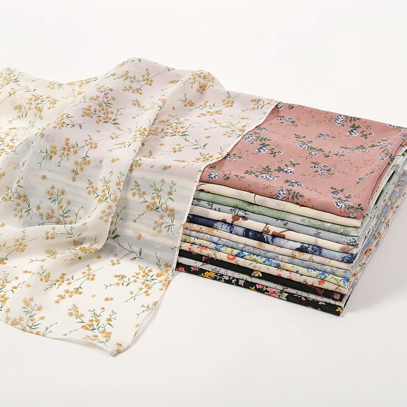 Foulard en mousseline de soie à imprimé floral pour femmes, châles College Tyys doux, foulard féminin, hijabs musulmans, Maldives, vente en gros