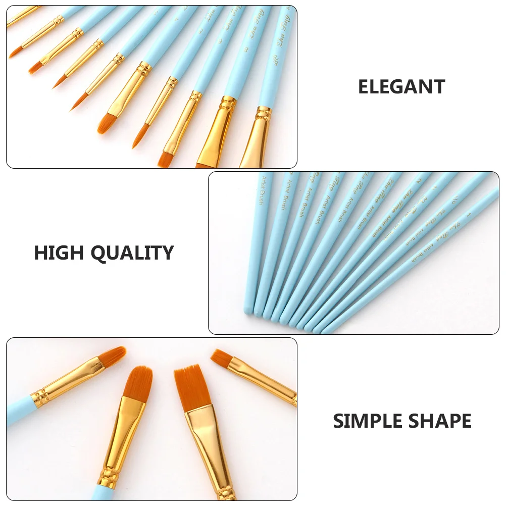 

10pcs Copper Pipe Nylon Wood Handle Watercolor Gouache Art Watercolor Painting Wood Handle Paint Brush Brush Supplies