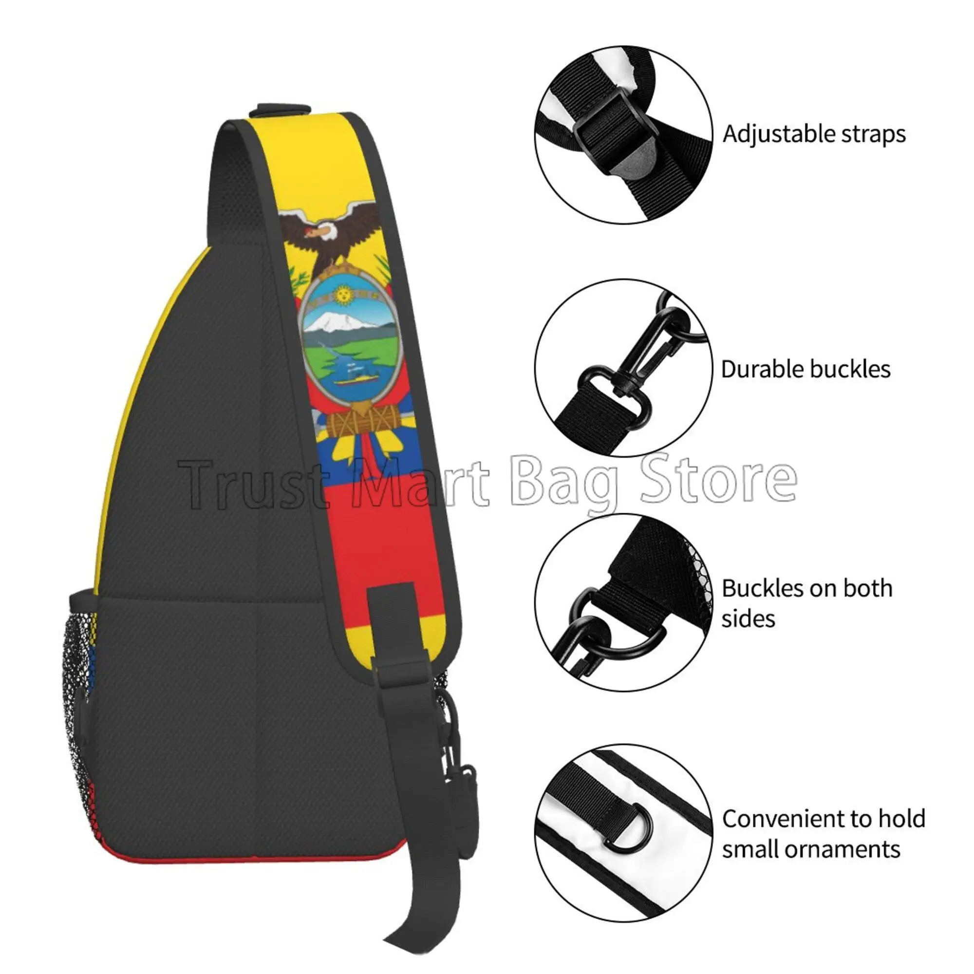 Mochila cruzada de la bandera nacional de la República de Perú para hombres y mujeres, bolso de hombro, bolso de pecho, viaje, senderismo, mochila de día