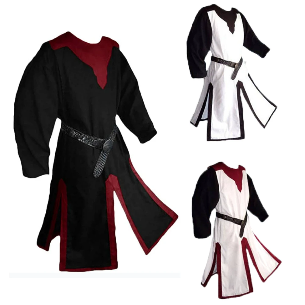 

Medieval Mens Costume Renaissance Templar Viking Knight Pirate Vintage Warrior Halloween Tops for Theme Party