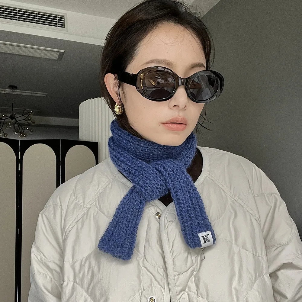 Nuevos chales, bufanda larga estrecha, bufandas tejidas de lana de Cachemira de imitación de Color sólido, bufandas de invierno versión coreana