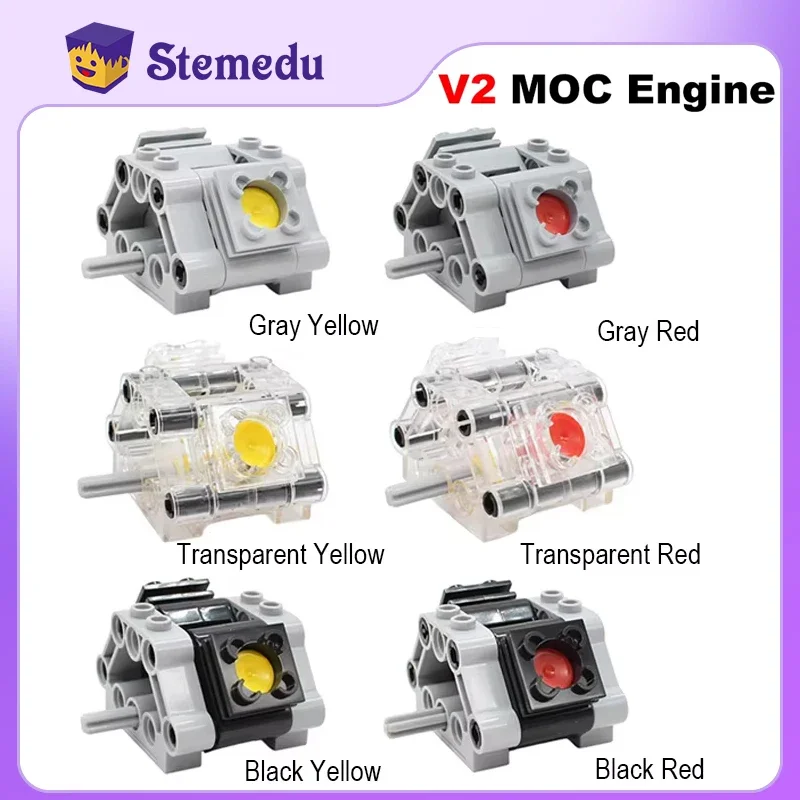 New MOC V2 Engine Cylinder Model Creative Technical Parts Kit for High-tech Car DIY Building Blocks Educational Toy Gifts