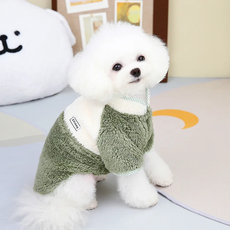 Dog Plush Patchwork Top Small Dog Autumn Winter Small Dog Cute Cotton-padded Clothes Dog Clothes for Small Dogs Pet Clothes