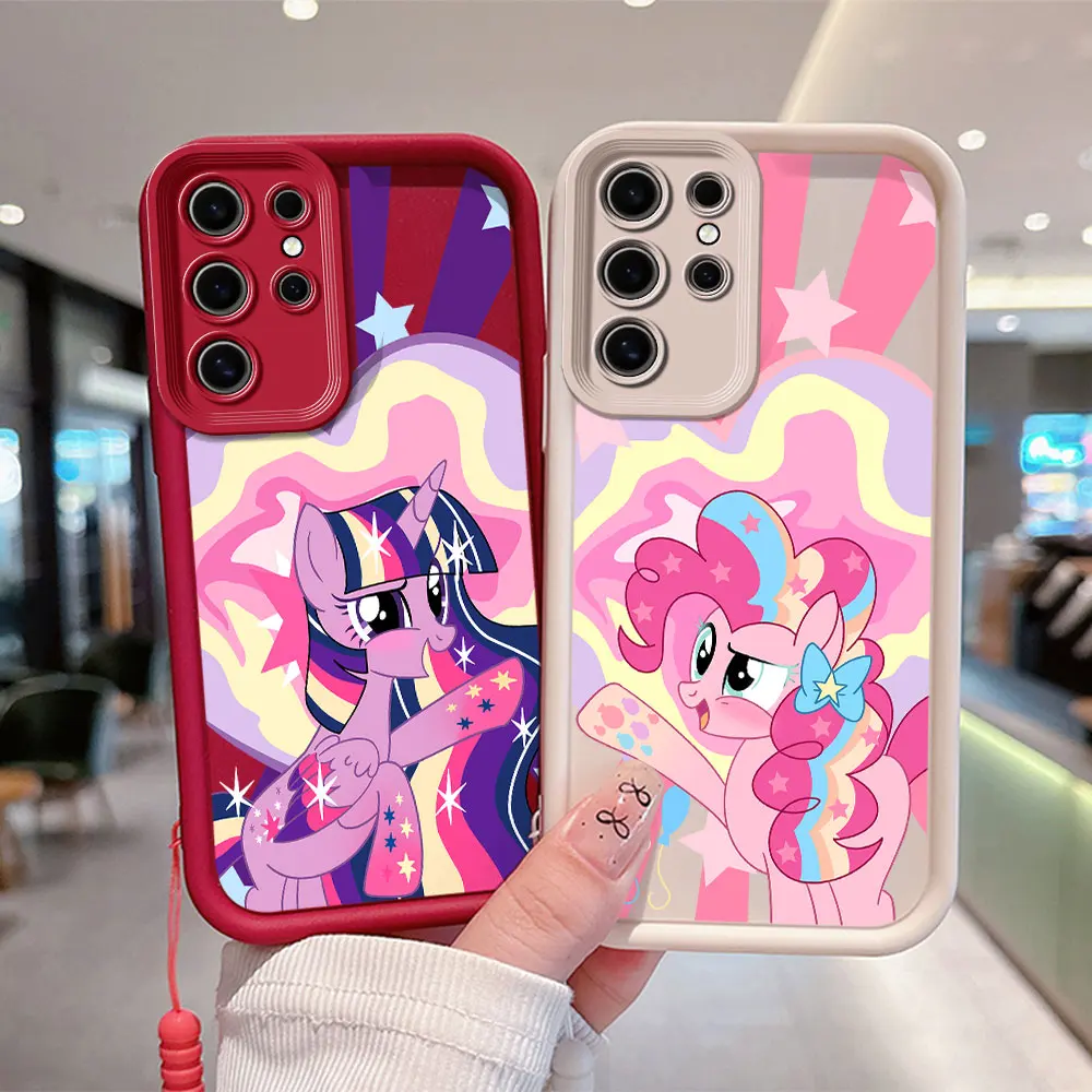 Cartoon Little Unicorns Pony Phone Case For Samsung A03 A04 A05S A12 A20S A21S A13 A14 A54 A34 A53 A33 A35 Cover With Hand Strap