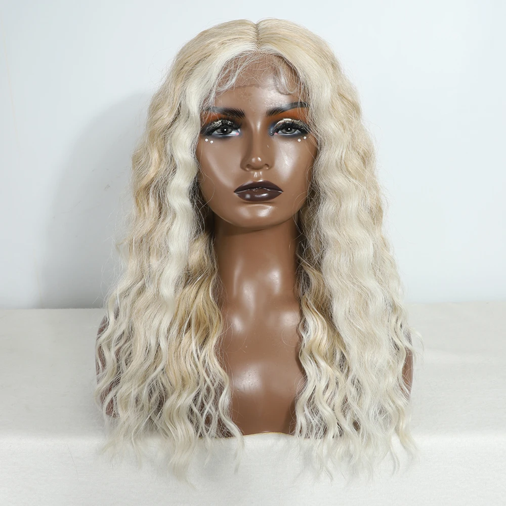 20 Inch Synthetic Lace Front Wig Blonde Brown Curly Lace Part Lace Wig For Women Lace Front Wig Cosplay Wig