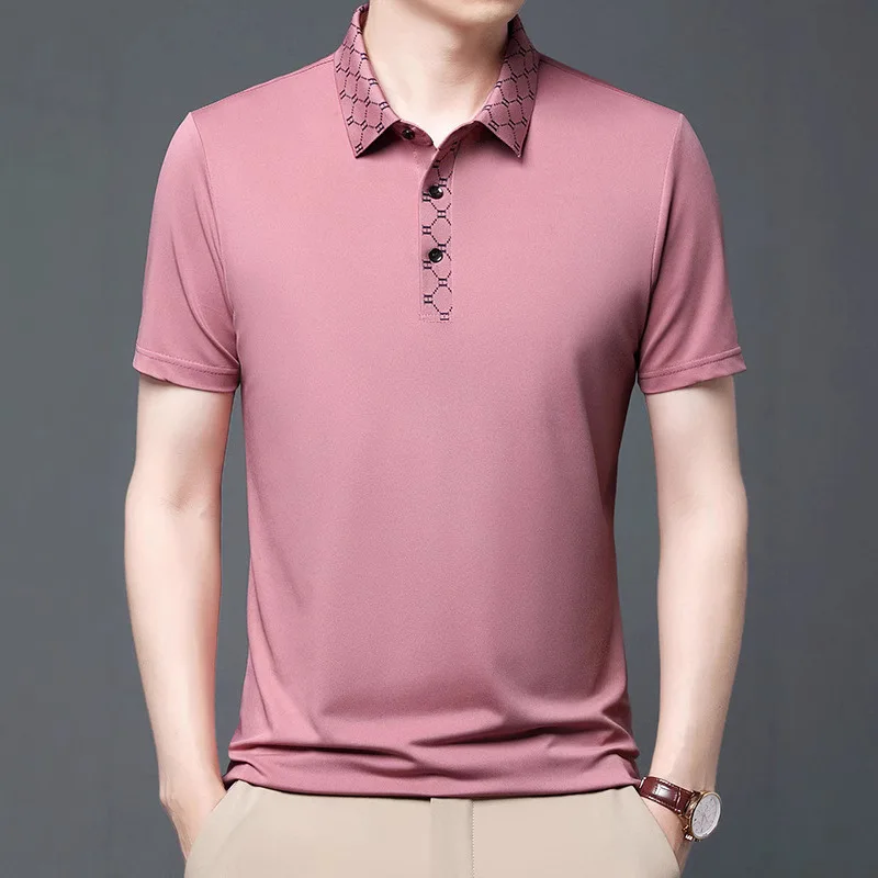

Summer High-end Luxury Solid Color Half Sleeved T-shirt, Business Casual Men's High-end Lapel Polo Shirt, Popular Item