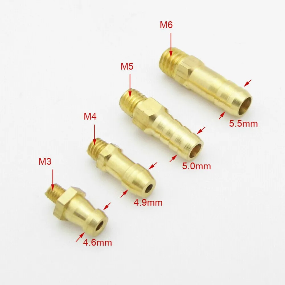 Set of 5pcs Brass Water Nipple Nozzles for M3 M5 M6 Threaded Cooling Systems Used in For RC Boat Marine Models with 3mm 4mm Hose