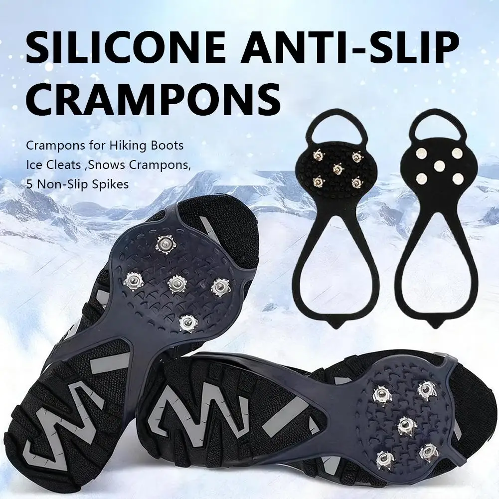 1 pair of anti slip shoe covers, outdoor anti slip artifact, winter mountaineering shoe studs, snow ground five tooth ice claws