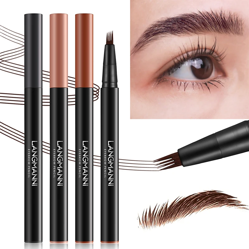 Verbesserte ultra feine 4 Klauen Augenbrauen stift weiche Bürste wasserdicht langlebigen flüssigen Augenbrauen stift 3 Farben Augenbrauen Liner Make-up