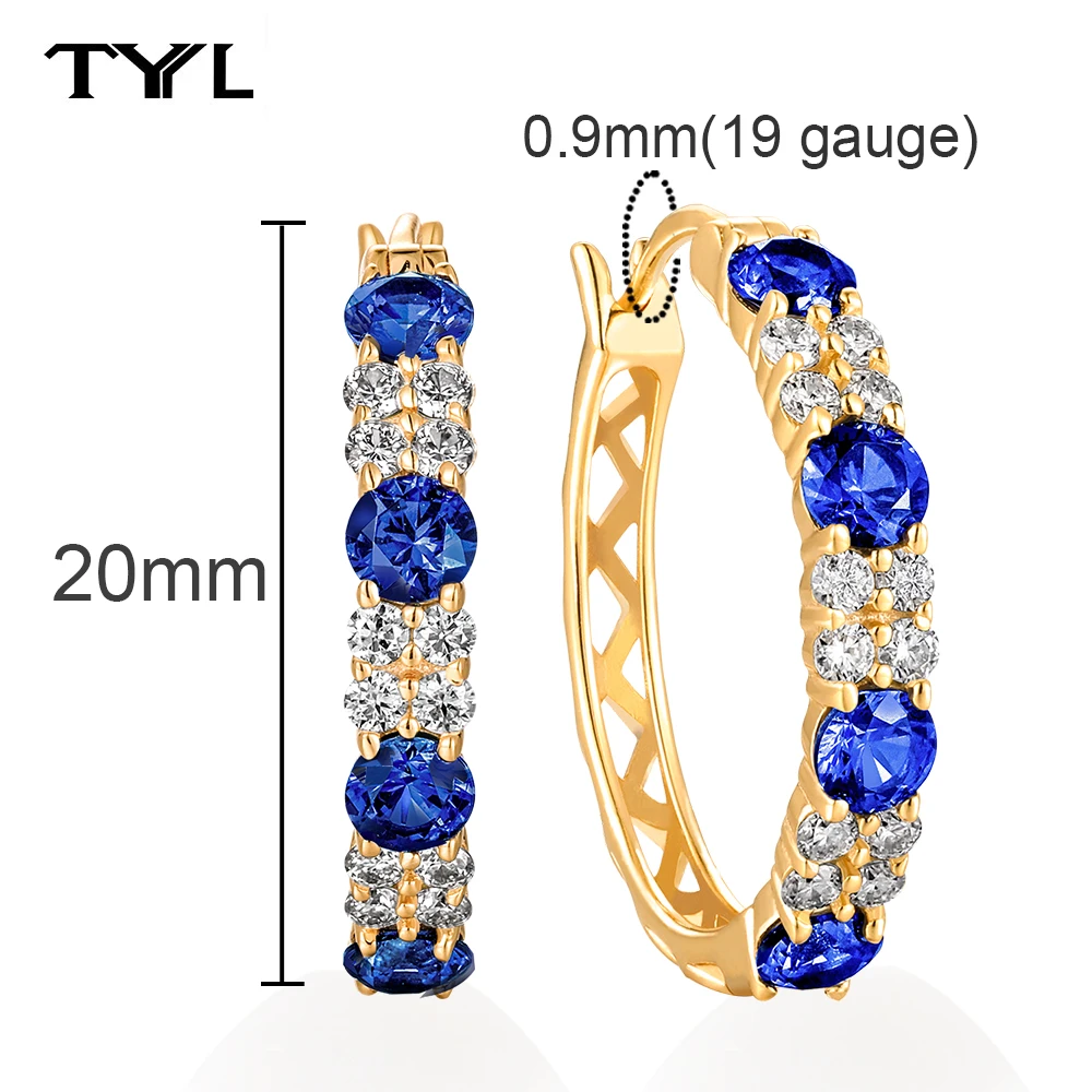 

Серьги-кольца TYYL Lab Grown с сапфиром D VVS1 Муассанит S925, серебро 18 карат, позолоченный бриллиант, пройденный тест, ювелирные изделия, подарок для женщины, жены