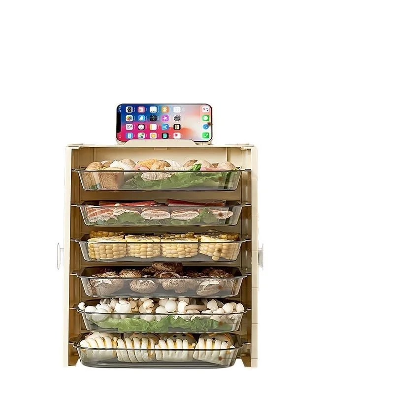For Kitchen Preparation Plate Household Multi-layer Hot Pot Malatang Side Dish Rack Transparent Foldable Wall-mounted Storage