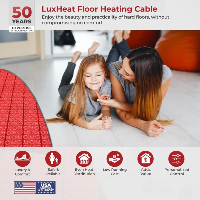 Electric Radiant Floor Heating System 120sqft (120v), Floor Heating System Under Tile includes Heater Wire, Programmable