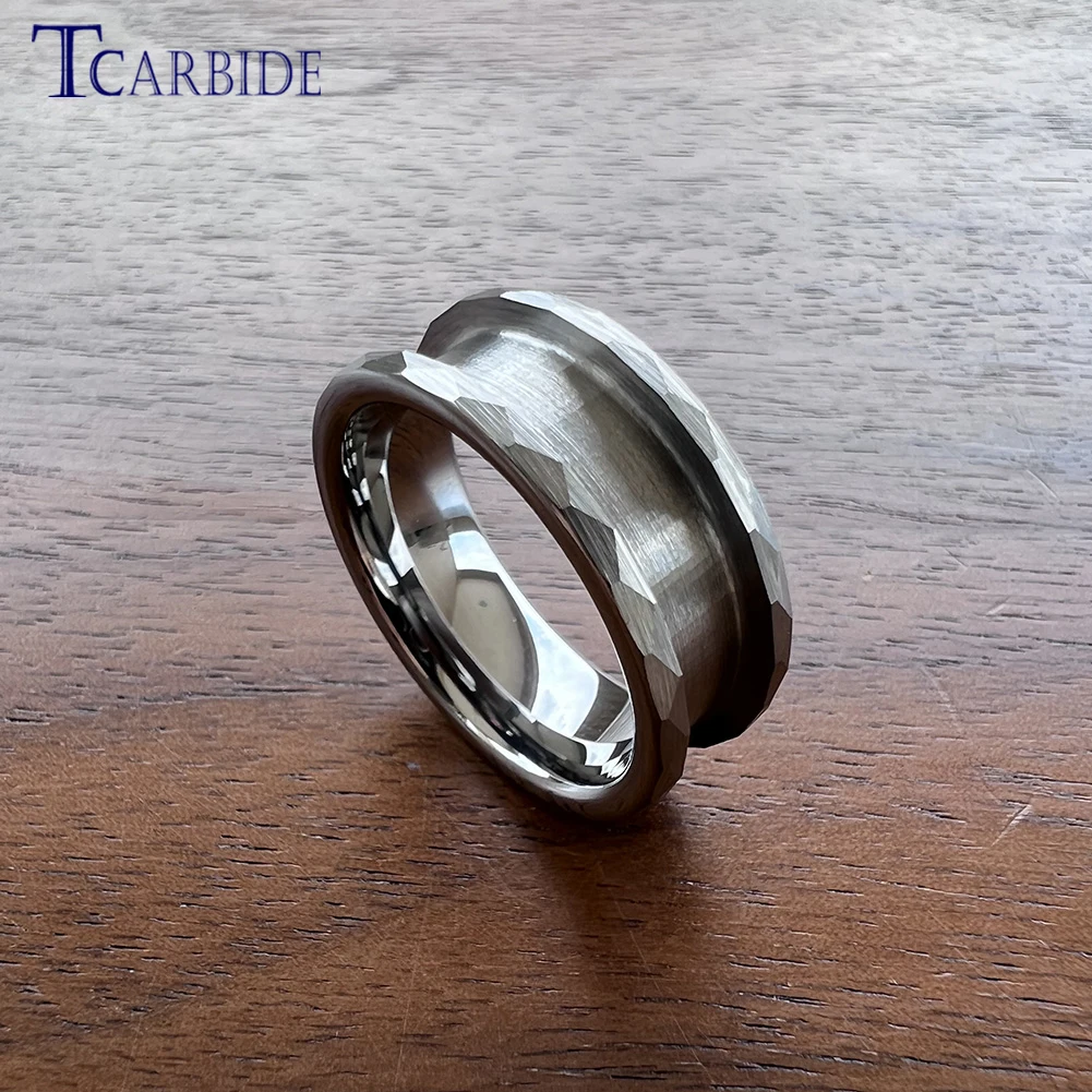 Wholesale Dropshipping 8mm Tungsten Blanks Hammer Empty Ring 5.0 Groove Domed Brushed Finish Free Shipping To All Of The World